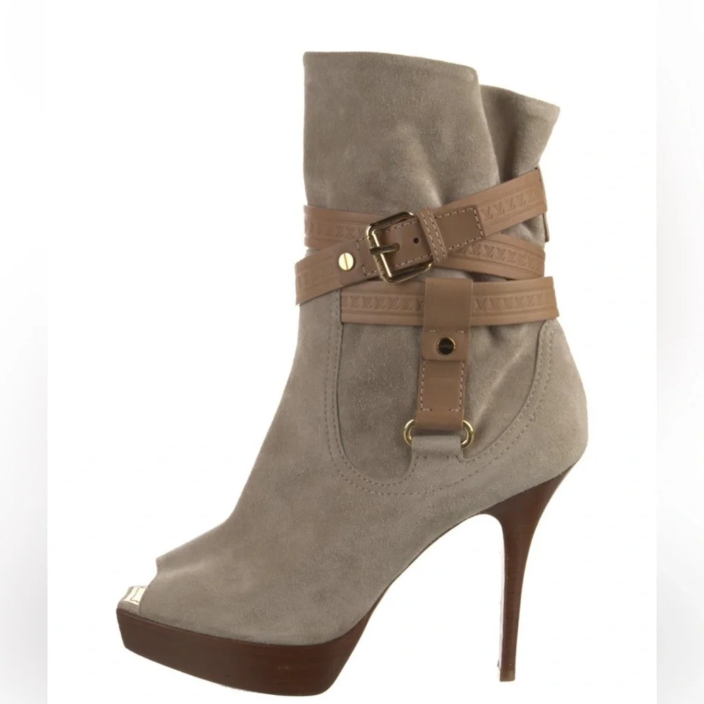 Louis Vuitton Beige Suede Heeled Boots - Picture 1 of 3